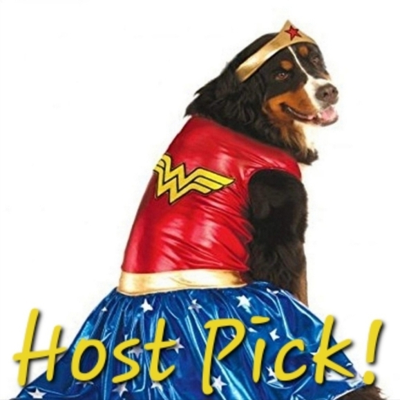 NWT Rubie's Wonder Woman Pet Dog Halloween Costume Cosplay Dress Headband New - Picture 2 of 11